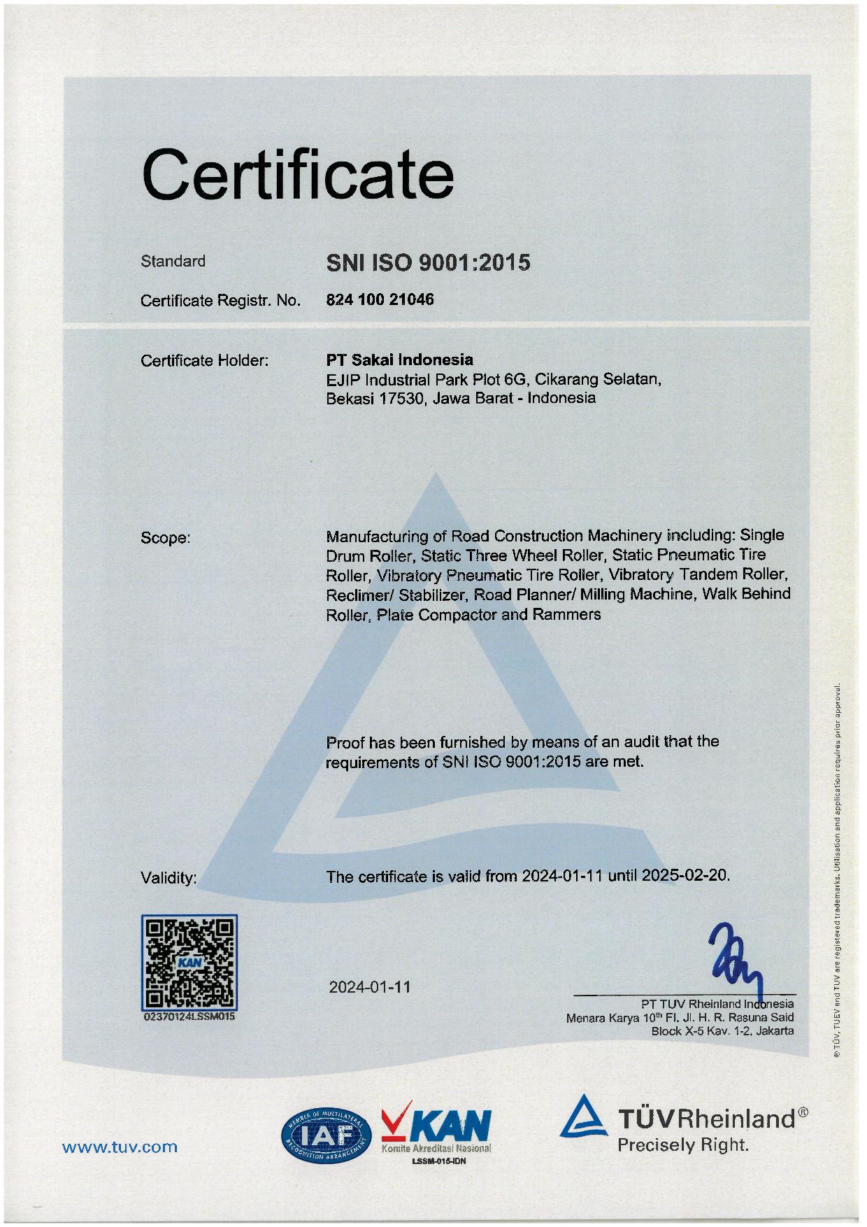 ISO 9001:2015 Certificate